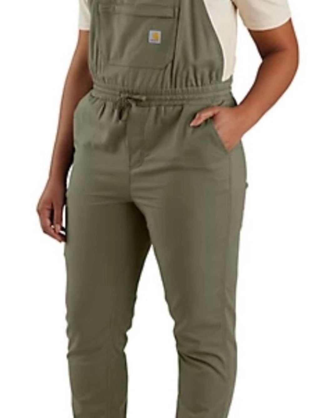 NWT Carhartt Women’s Relaxed Fit Ribstop Stretch Bib Overalls Olive Green Medium
